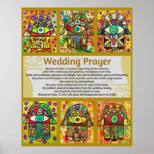 Póster Boda judío Oración Poster Golden Hamsa