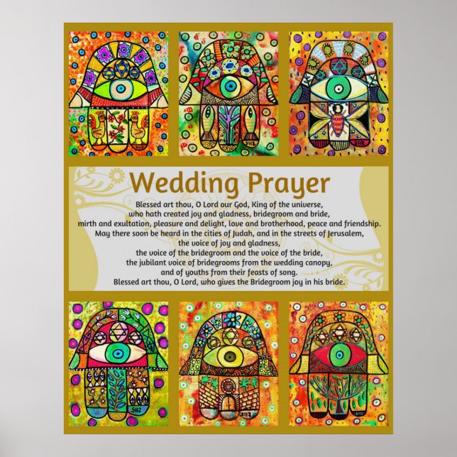 Póster Boda judío Oración Poster Golden Hamsa (Frente)