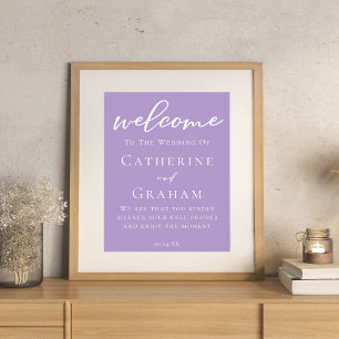 Póster Boda Lilac Purple White personalizado y encantador