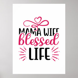 Póster Boda Mama Wife Blessed Life