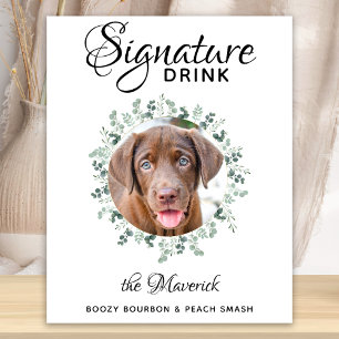 Póster Boda mascota Barra de perro Firma Bebida Personali