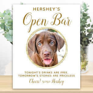 Póster Boda mascota Open Bar Dog Photo Elegant Bebidas de