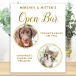 Póster Boda mascota Perro Bar abierto Foto Elegante Bebid<br><div class="desc">¡Bebe Sobre Mí! Incluya su mejor perro, mejor gato y cualquier mascota en su boda con su propio bar de bebidas. Perfecto para los amantes del perro, y un bar especial para perros será un éxito para su boda. Moda de oro simple pero elegante. Personalizar este boda mascota firma con...</div>