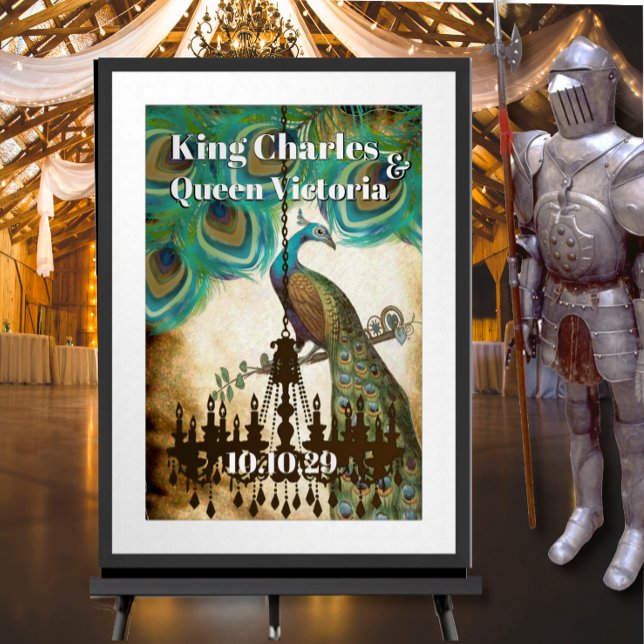 Póster Boda Medieval Renacentista de Pavo Real  (To see frame pricing, please enter your frame and mat options.)