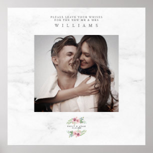 Póster Boda Mejor Deseos Foto Invitada Razón Romántica