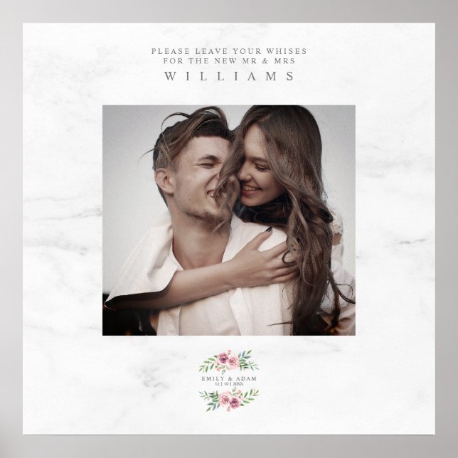 Póster Boda Mejor Deseos Foto Invitada Razón Romántica (Frente)