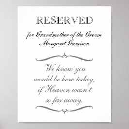 Póster Boda Memorial Abuela Reservada del Novio