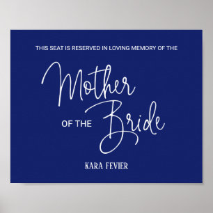 Póster Boda Memorial Asiento Reservado Madre Novia Azul