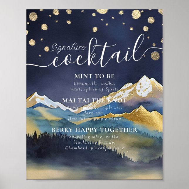 Póster Boda  Menú de bebidas (Frente)