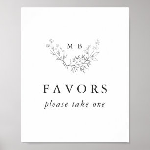 Póster Boda mínima formal en monograma favorece el Rótulo