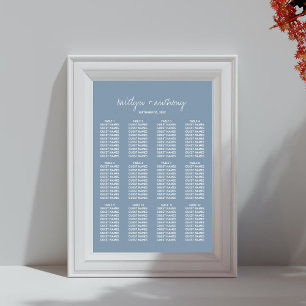 Póster Boda minimalista azul turbulento en escritura mode