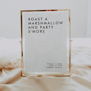 Póster Boda minimalista bar de postres Rótulo S'mores