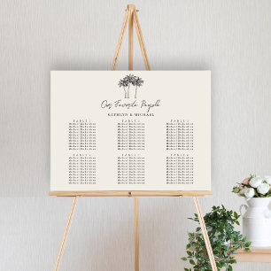 Póster Boda Minimalista de árbol de palmas 6 asiento de m
