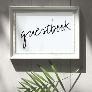 Póster Boda minimalista de escritura moderna en blanco y 