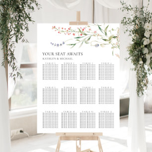Póster Boda Minimalista de flores silvestres 12 asiento d