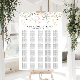 Póster Boda Minimalista de flores silvestres 30 asiento d