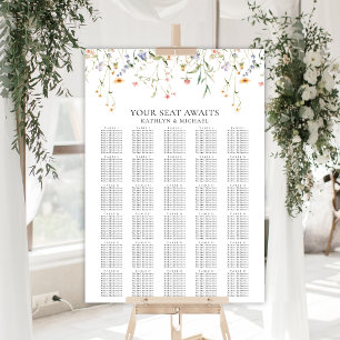 Póster Boda Minimalista de flores silvestres 30 asiento d
