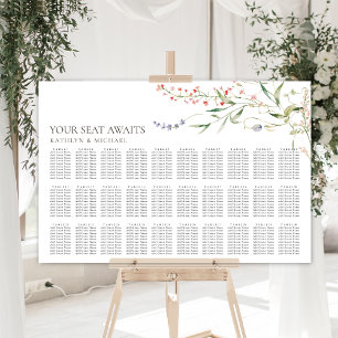 Póster Boda Minimalista de flores silvestres 30 asiento d