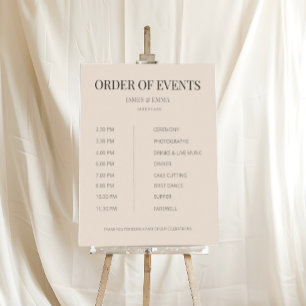 Póster Boda Minimalista Orden de Eventos Suave Latte