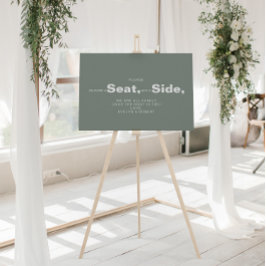 Póster Boda Minimalista Verde Elige un Asiento No un Lado
