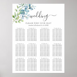Póster Boda moderna con acuarela de vegetación de eucalip