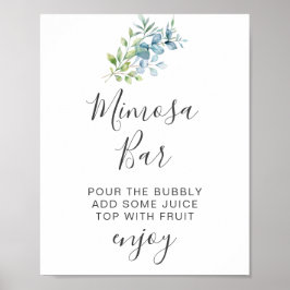 Póster Boda moderna con acuarela de vegetación de eucalip