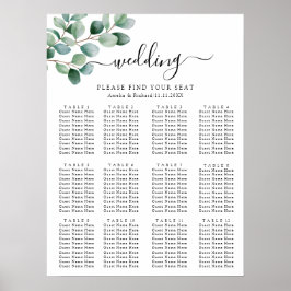 Póster Boda moderna con vegetación de eucalipto
