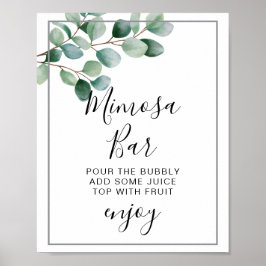 Póster Boda moderna con vegetación de eucalipto