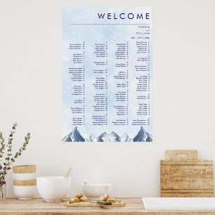 Póster Boda moderna de invierno con patrón de montaña