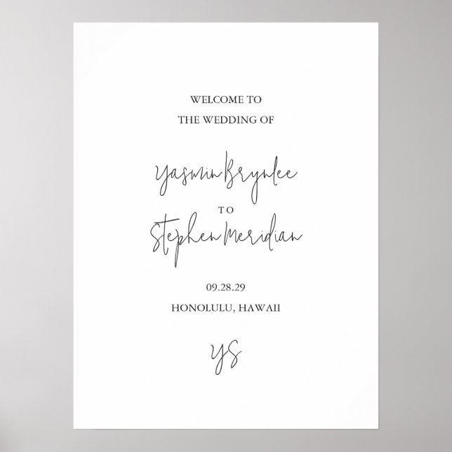 Póster Boda moderna en blanco y negro chic (Frente)