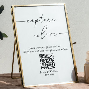 Póster Boda moderno captura el Rótulo de código Love Qr