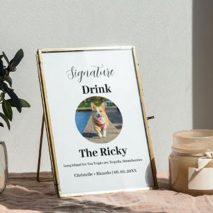 Póster Boda moderno de bebidas con firma de perro