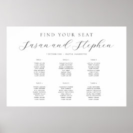 Póster Boda Moderno Mínimo De Seis Asientos De Tabla