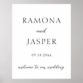 Póster Boda moderno simple negro y blanco negrita