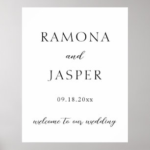 Póster Boda moderno simple negro y blanco negrita