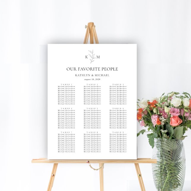 Póster Boda Monograma Hoja de Oliva 9 Tabla (Subido por el creador)