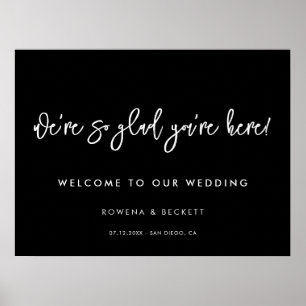Póster Boda negro contemporáneo Estoy muy contento de que