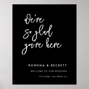 Póster Boda negro contemporáneo Estoy muy contento de que