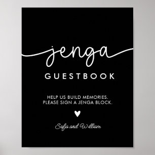 Póster Boda negro imprimible Rótulo del libro de invitado