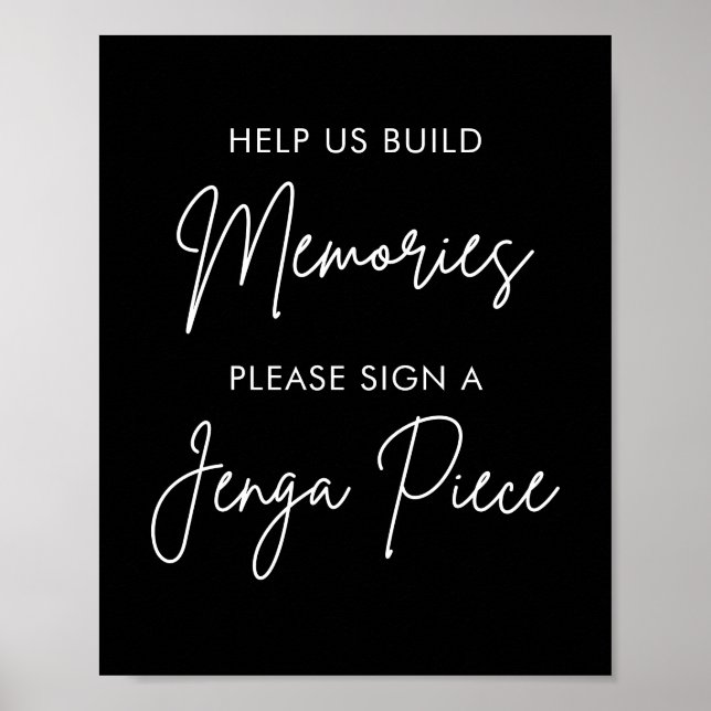 Póster Boda negro imprimible Rótulo del libro de invitado (Frente)
