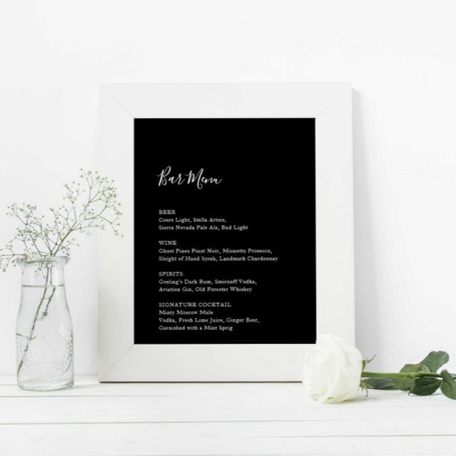 Póster Boda Negro Menú Rótulo de recepción Bebidas (Subido por el creador)