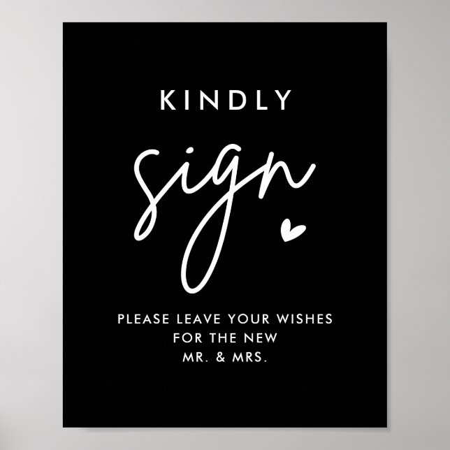 Póster Boda negro Poster de Rótulo de Kindly (Frente)