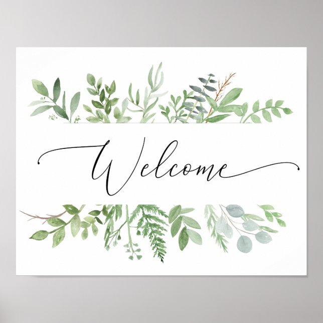 Póster Boda o ducha de señalización de bienvenida de la v (Frente)