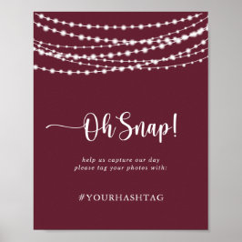 Póster Boda Oh Snap Rustic String Lights Burgundy