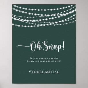 Póster Boda Oh Snap Rustic String Lights Green