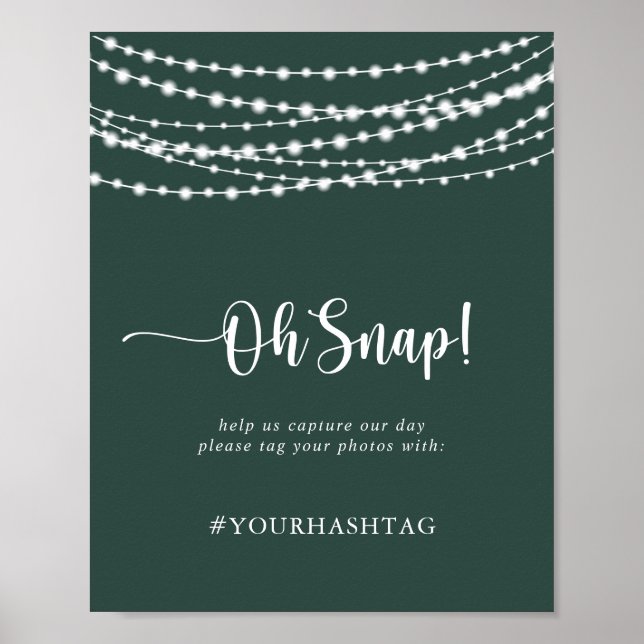 Póster Boda Oh Snap Rustic String Lights Green (Frente)
