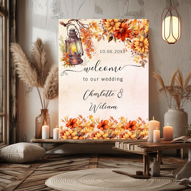 Póster Boda otoño naranja florals bienvenido (Subido por el creador)