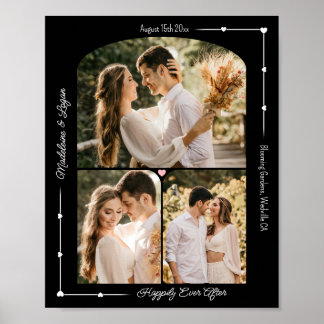 Póster Boda Pareja Corazón Moderno Collage de fotos Perso