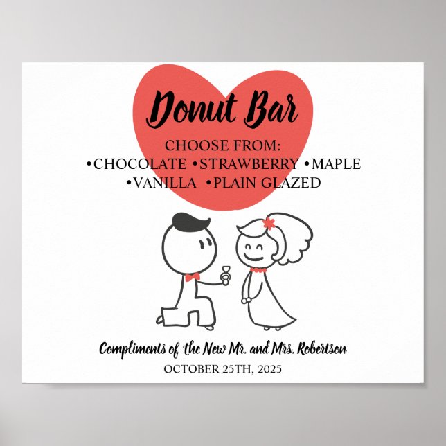 Póster Boda Pareja Donut Bar Bridal Shower Boda (Frente)