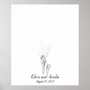 Póster Boda Pareja Huella de huellas dactilares